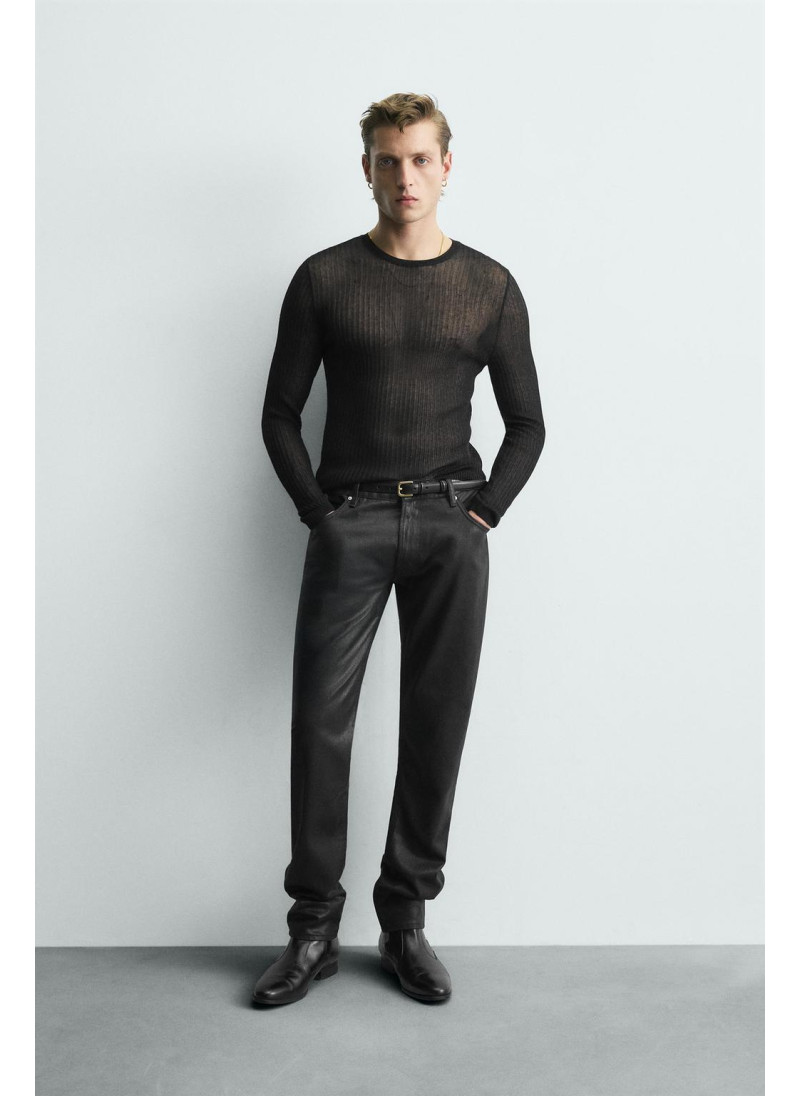 Узкий джемпер полупрозрачн...