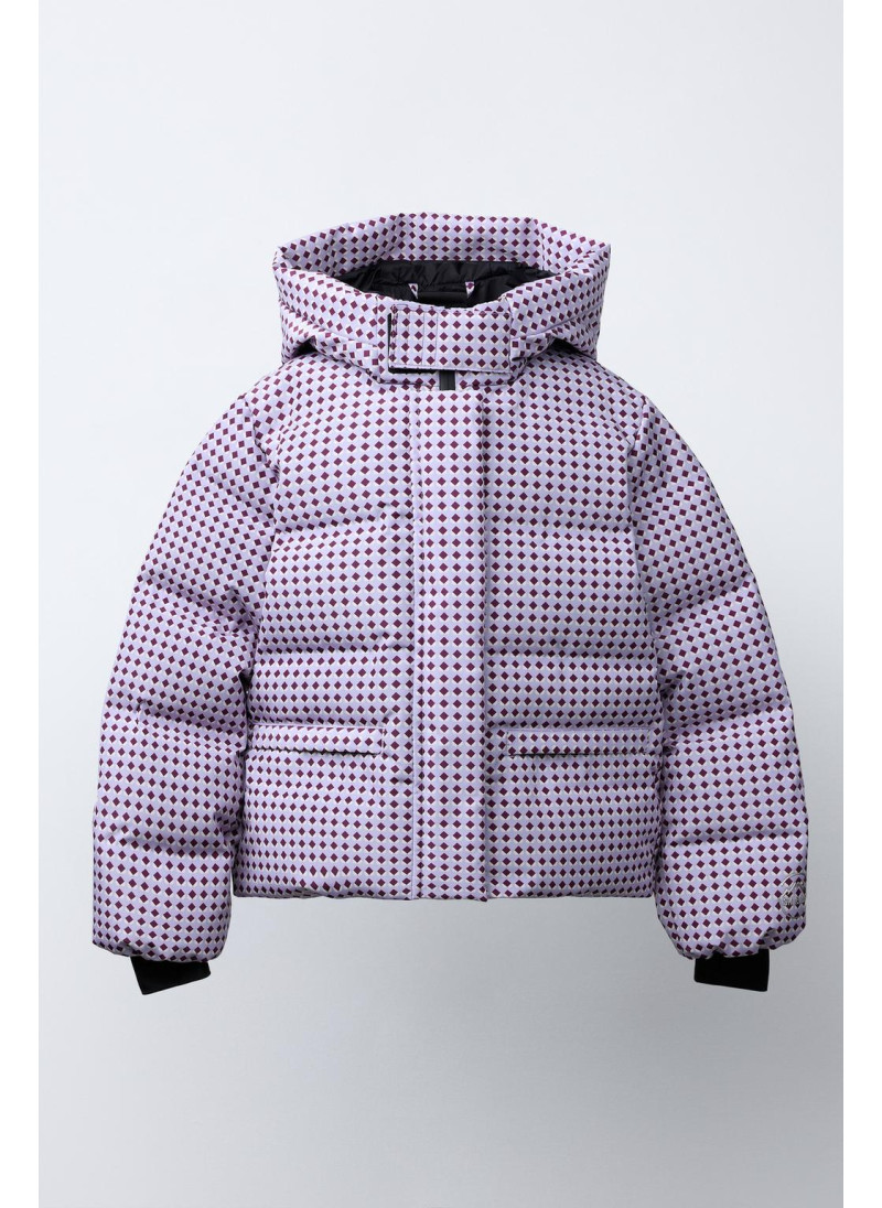 Пуховик с геометрическим принтом и набивкой из пера и пуха. защита от ветра и влаги, система recco® для лыжной коллекции Пуховик с геометрическим принтом и набивкой из пера и пуха. защита от ветра и влаги, система recco® для лыжной коллекции