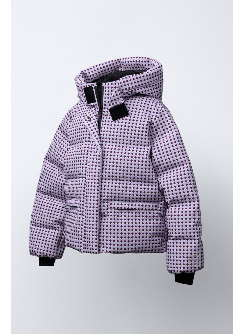 Пуховик с геометрическим принтом и набивкой из пера и пуха. защита от ветра и влаги, система recco® для лыжной коллекции Пуховик с геометрическим принтом и набивкой из пера и пуха. защита от ветра и влаги, система recco® для лыжной коллекции