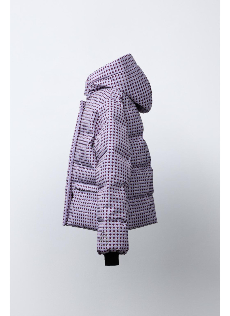 Пуховик с геометрическим принтом и набивкой из пера и пуха. защита от ветра и влаги, система recco® для лыжной коллекции Пуховик с геометрическим принтом и набивкой из пера и пуха. защита от ветра и влаги, система recco® для лыжной коллекции