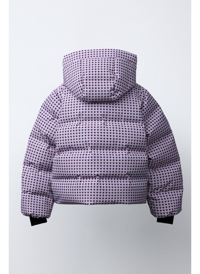 Пуховик с геометрическим принтом и набивкой из пера и пуха. защита от ветра и влаги, система recco® для лыжной коллекции Пуховик с геометрическим принтом и набивкой из пера и пуха. защита от ветра и влаги, система recco® для лыжной коллекции