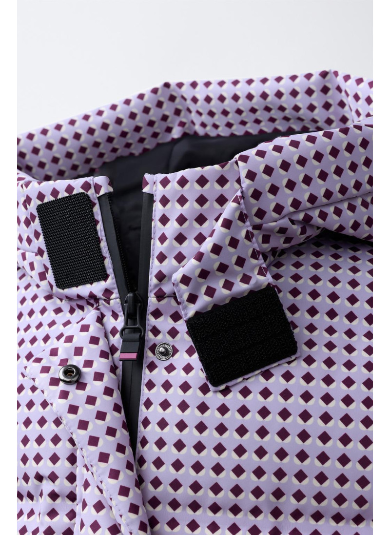 Пуховик с геометрическим принтом и набивкой из пера и пуха. защита от ветра и влаги, система recco® для лыжной коллекции Пуховик с геометрическим принтом и набивкой из пера и пуха. защита от ветра и влаги, система recco® для лыжной коллекции