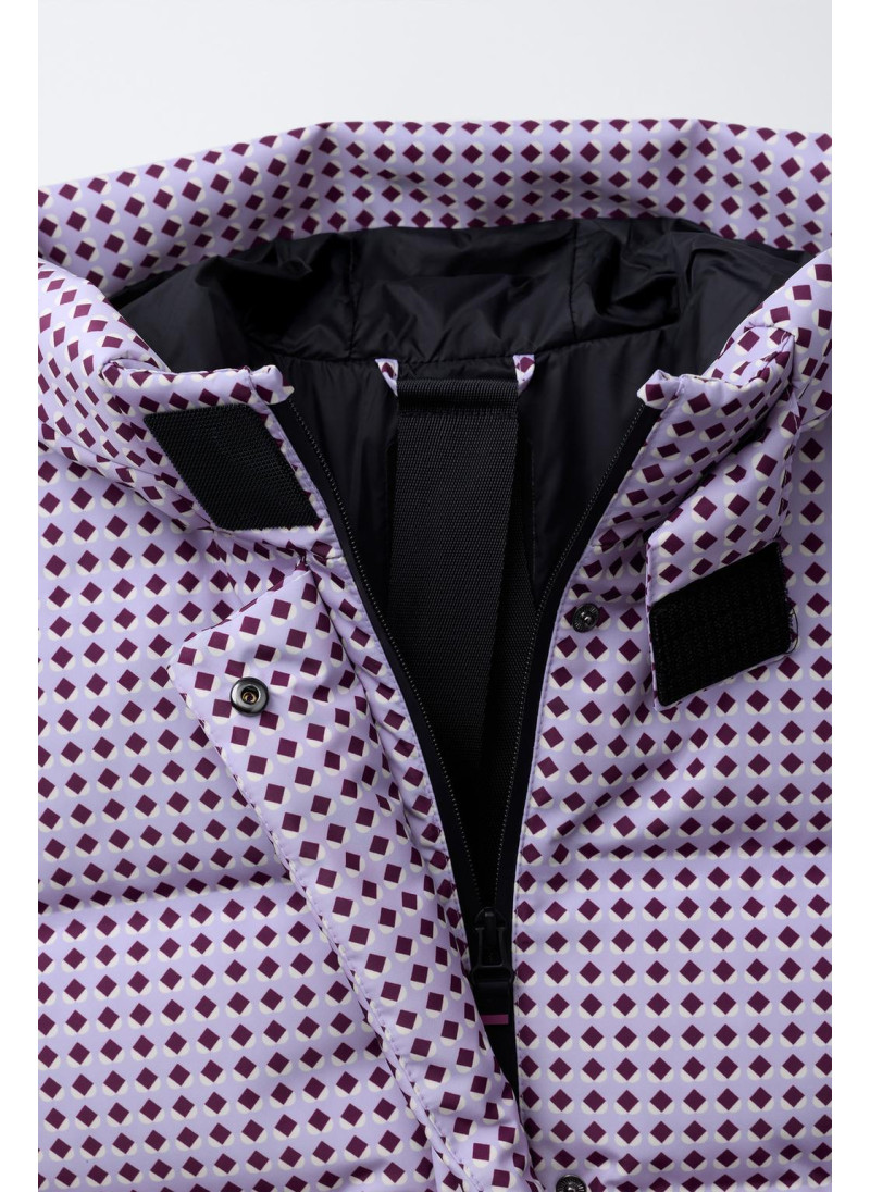 Пуховик с геометрическим принтом и набивкой из пера и пуха. защита от ветра и влаги, система recco® для лыжной коллекции Пуховик с геометрическим принтом и набивкой из пера и пуха. защита от ветра и влаги, система recco® для лыжной коллекции