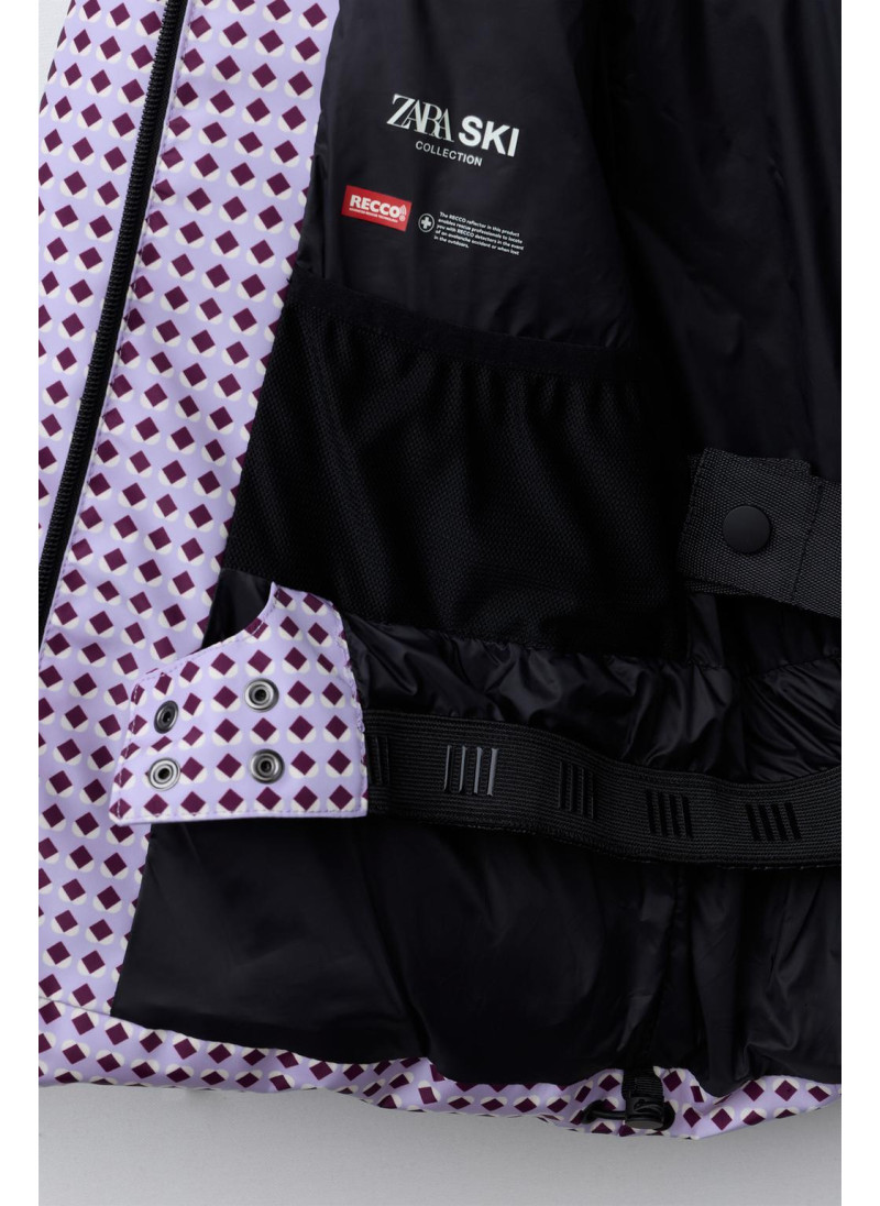 Пуховик с геометрическим принтом и набивкой из пера и пуха. защита от ветра и влаги, система recco® для лыжной коллекции Пуховик с геометрическим принтом и набивкой из пера и пуха. защита от ветра и влаги, система recco® для лыжной коллекции