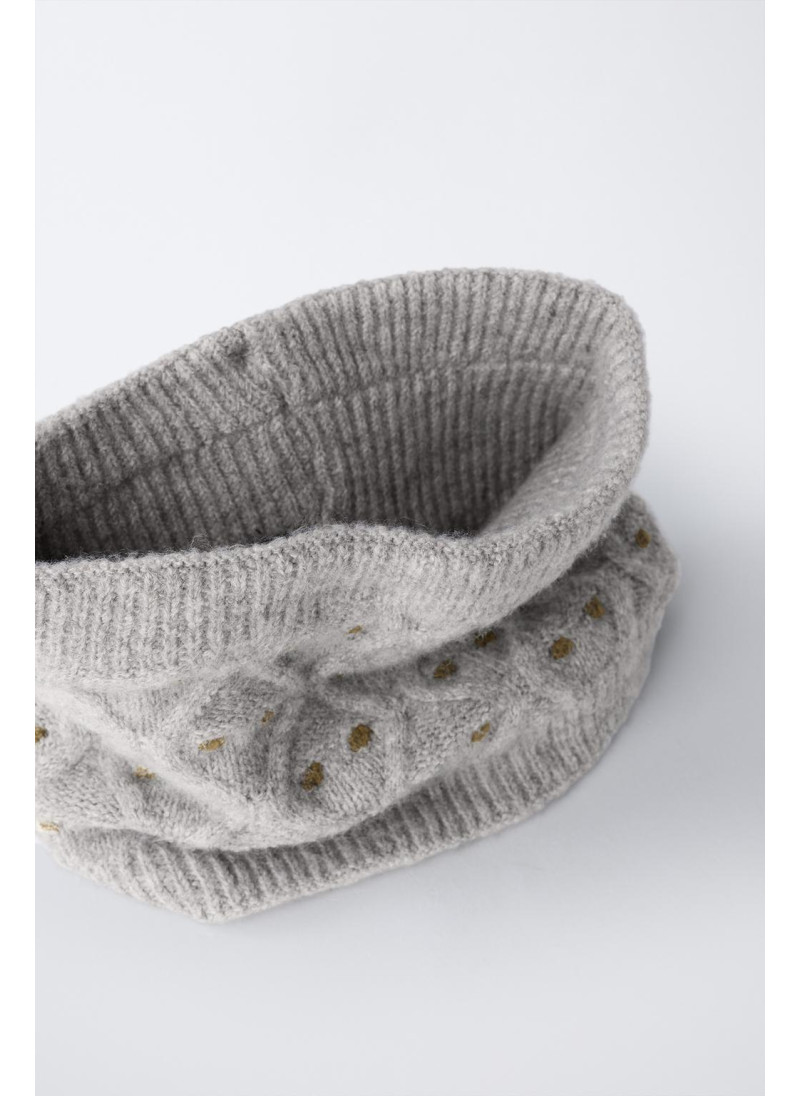 ТРИКОТАЖНЫЙ ШАРФ-СНУД В ГОРОШЕК ТРИКОТАЖНЫЙ ШАРФ-СНУД В ГОРОШЕК