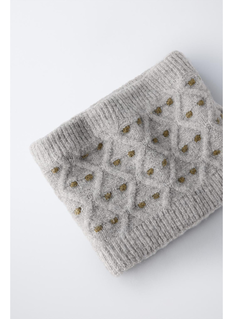 ТРИКОТАЖНЫЙ ШАРФ-СНУД В ГОРОШЕК ТРИКОТАЖНЫЙ ШАРФ-СНУД В ГОРОШЕК