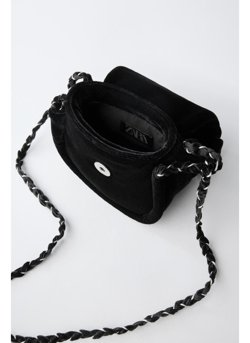 СУМКА С ПЛЕЧЕВЫМ РЕМНЕМ ИЗ БАРХАТА С БАНТОМ СУМКА С ПЛЕЧЕВЫМ РЕМНЕМ ИЗ БАРХАТА С БАНТОМ