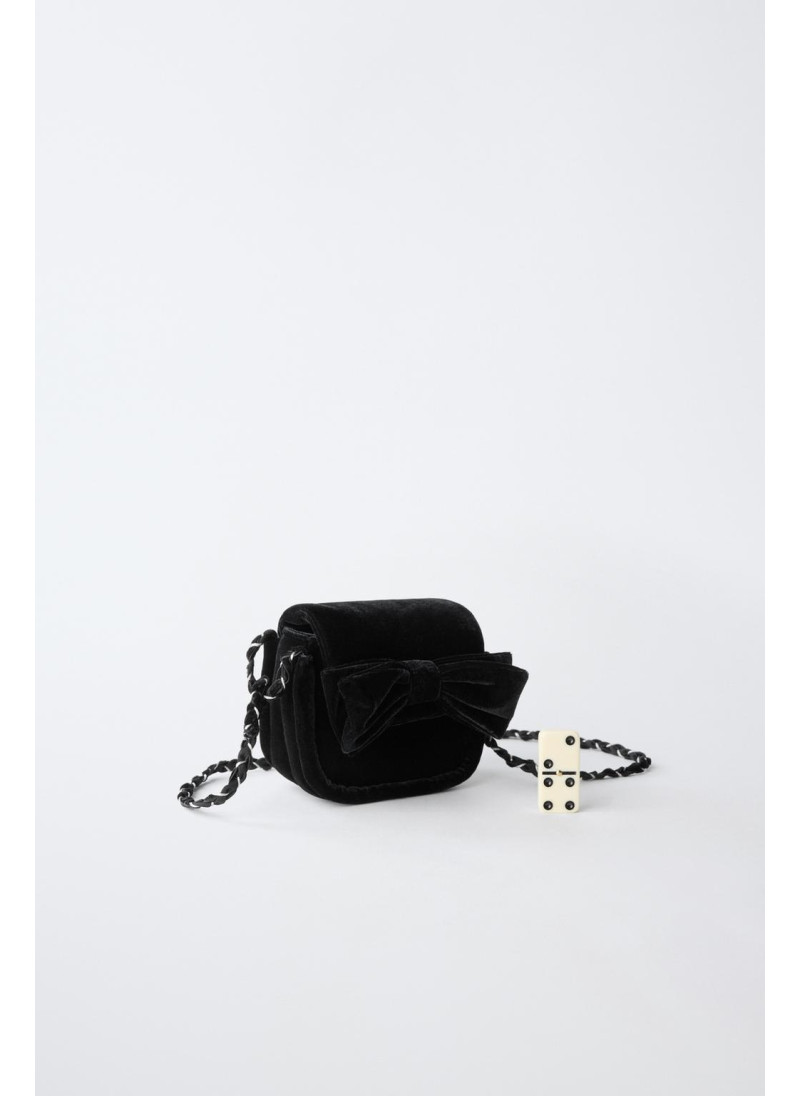 СУМКА С ПЛЕЧЕВЫМ РЕМНЕМ ИЗ БАРХАТА С БАНТОМ СУМКА С ПЛЕЧЕВЫМ РЕМНЕМ ИЗ БАРХАТА С БАНТОМ