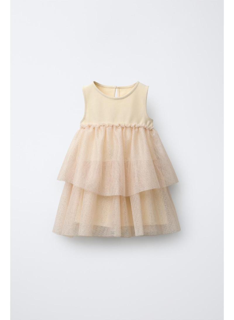 КОМБИНИРОВАННОЕ ПЛАТЬЕ ИЗ ПОЛУПРОЗРАЧНОЙ ТКАНИ С БЛЕСТКАМИ КОМБИНИРОВАННОЕ ПЛАТЬЕ ИЗ ПОЛУПРОЗРАЧНОЙ ТКАНИ С БЛЕСТКАМИ