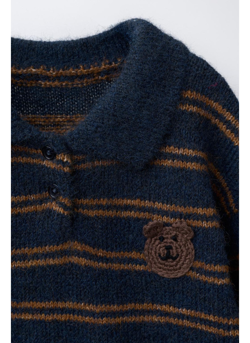 ВЯЗАНЫЙ ДЖЕМПЕР В ПОЛОСКУ С МЕДВЕДЕМ КРОШЕ ВЯЗАНЫЙ ДЖЕМПЕР В ПОЛОСКУ С МЕДВЕДЕМ КРОШЕ