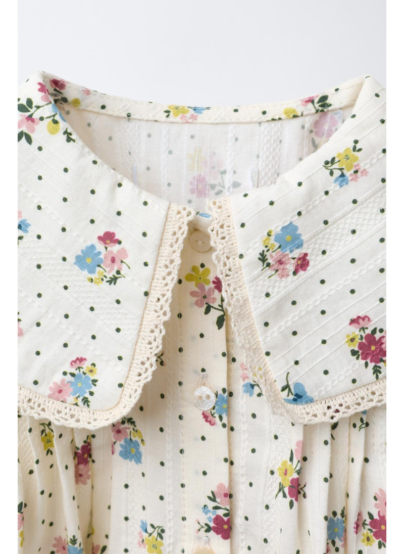 РУБАШКА С ЦВЕТОЧНЫМ ПРИНТОМ И КРУЖЕВОМ РУБАШКА С ЦВЕТОЧНЫМ ПРИНТОМ И КРУЖЕВОМ