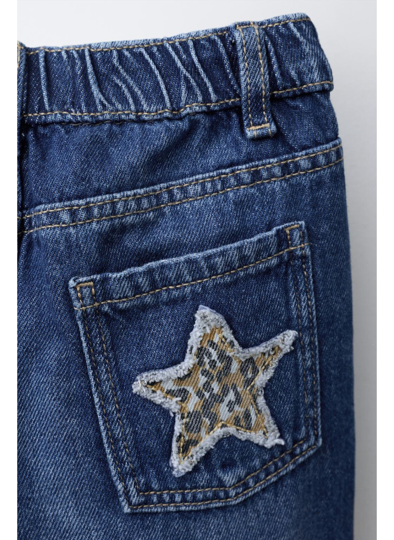 ДЖИНСЫ WIDE LEG С НАШИВКАМИ «ЗВЕЗДЫ» И АНИМАЛИСТИЧЕСКИМ ПРИНТОМ ДЖИНСЫ WIDE LEG С НАШИВКАМИ «ЗВЕЗДЫ» И АНИМАЛИСТИЧЕСКИМ ПРИНТОМ