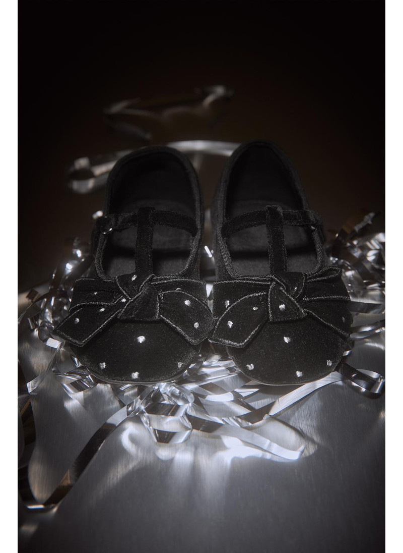 БАРХАТНЫЕ БАЛЕТКИ С БАНТОМ