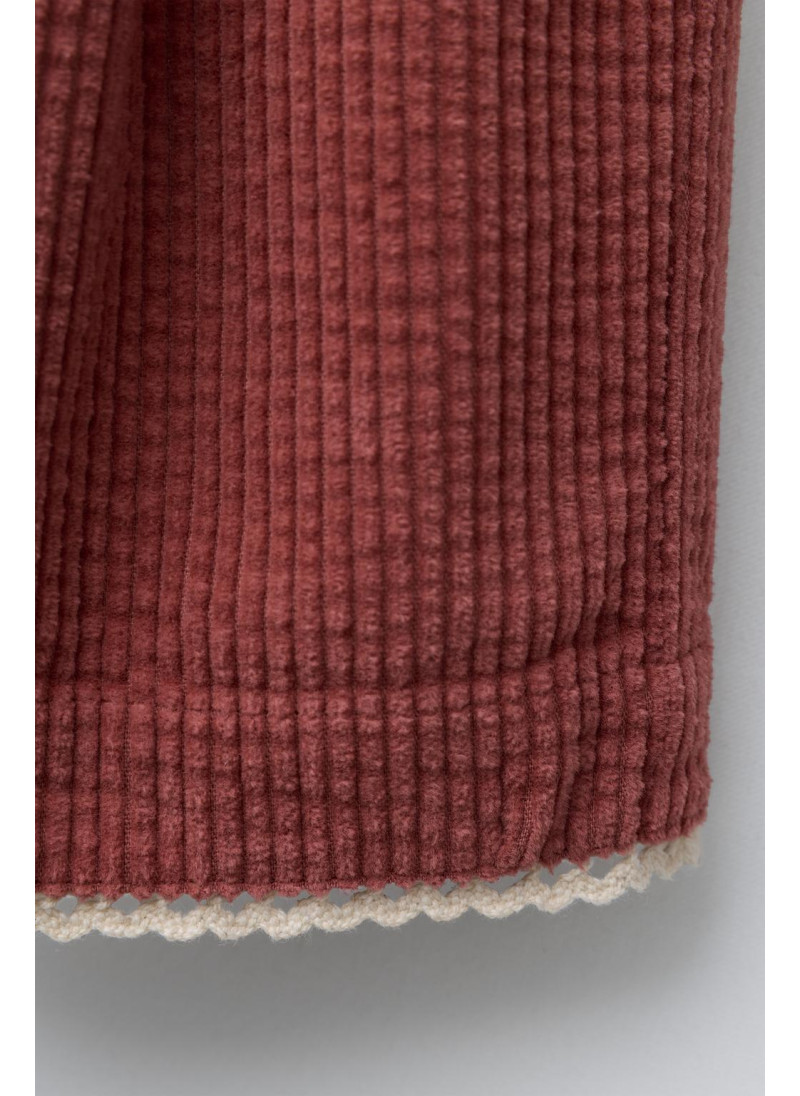 БРЮКИ ИЗ ВЕЛЬВЕТА С КОНТРАСТНЫМ КРУЖЕВОМ БРЮКИ ИЗ ВЕЛЬВЕТА С КОНТРАСТНЫМ КРУЖЕВОМ