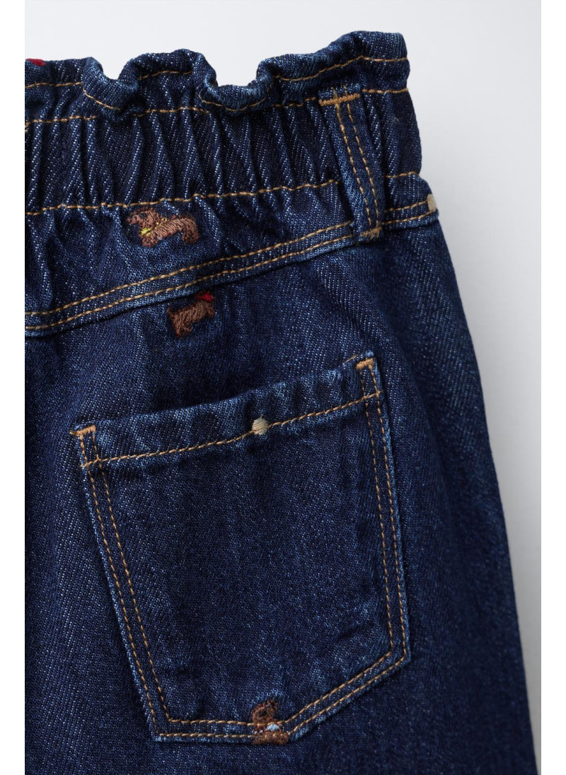 ДЖИНСЫ-КЮЛОТЫ С ВЫШИВКОЙ В ВИДЕ СОБАКИ ДЖИНСЫ-КЮЛОТЫ С ВЫШИВКОЙ В ВИДЕ СОБАКИ