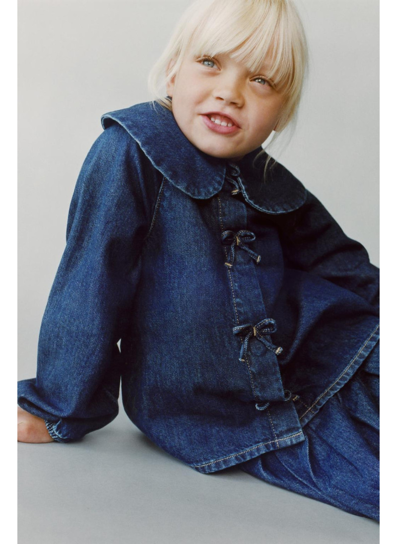 ДЖИНСОВАЯ РУБАШКА С БАНТАМИ ДЖИНСОВАЯ РУБАШКА С БАНТАМИ