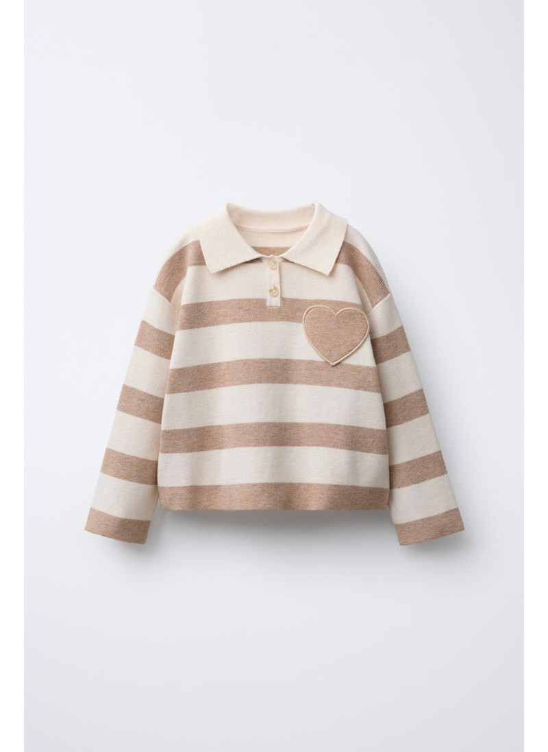 ТРИКОТАЖНОЕ ПОЛО В ПОЛОСКУ С КАРМАНОМ-СЕРДЦЕМ ТРИКОТАЖНОЕ ПОЛО В ПОЛОСКУ С КАРМАНОМ-СЕРДЦЕМ