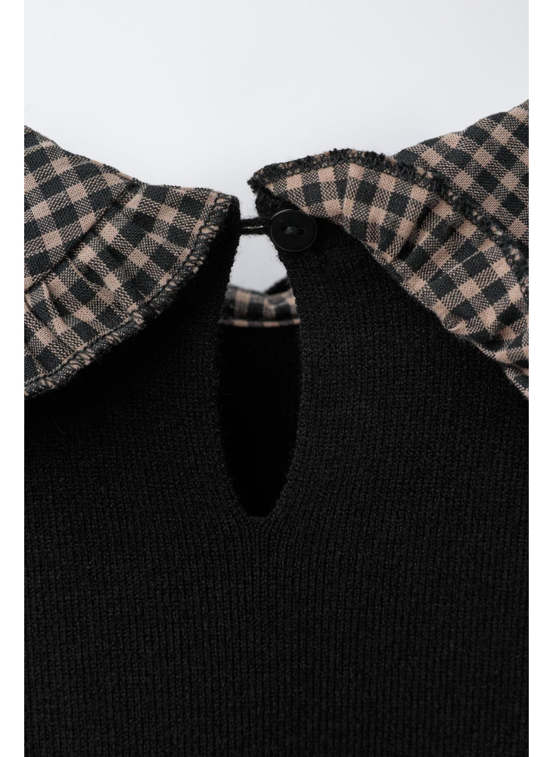 ВЯЗАНОЕ ПЛАТЬЕ С ВОРОТНИКОМ В КЛЕТКУ ВИШИ ВЯЗАНОЕ ПЛАТЬЕ С ВОРОТНИКОМ В КЛЕТКУ ВИШИ