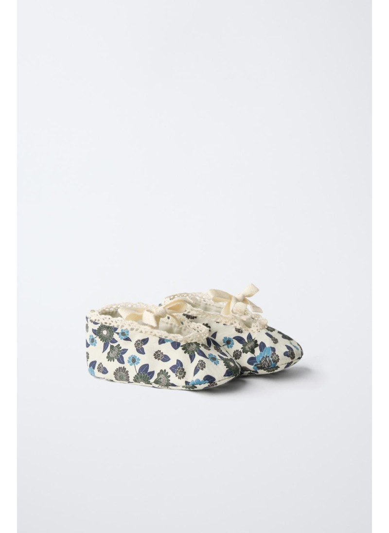 Балетки с бантом и цветочным узором Балетки с бантом и цветочным узором