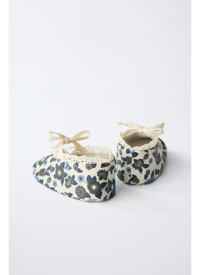 Балетки с бантом и цветочным узором Балетки с бантом и цветочным узором