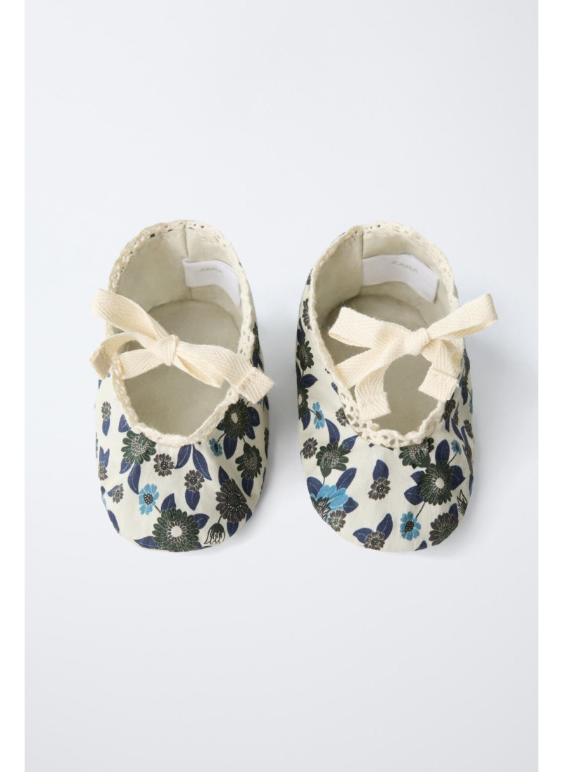 Балетки с бантом и цветочным узором Балетки с бантом и цветочным узором