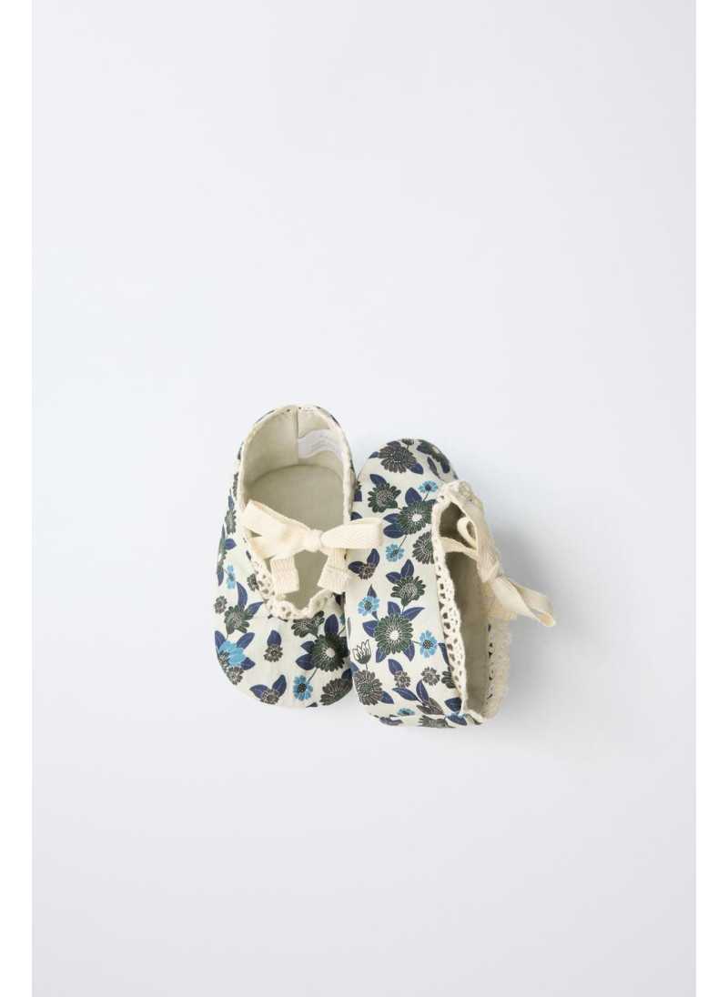 Балетки с бантом и цветочным узором Балетки с бантом и цветочным узором