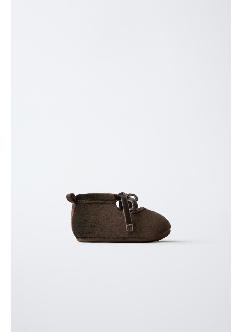 Туфли балетки с бархатным б...