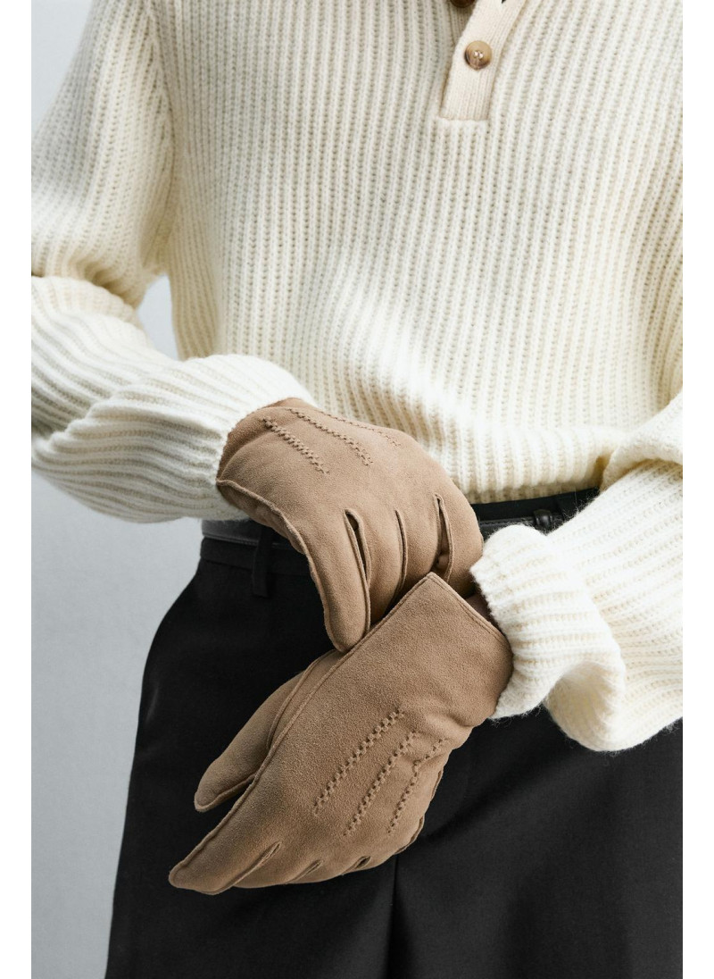 Кожаные перчатки с контрастным отделкой Кожаные перчатки с контрастным отделкой