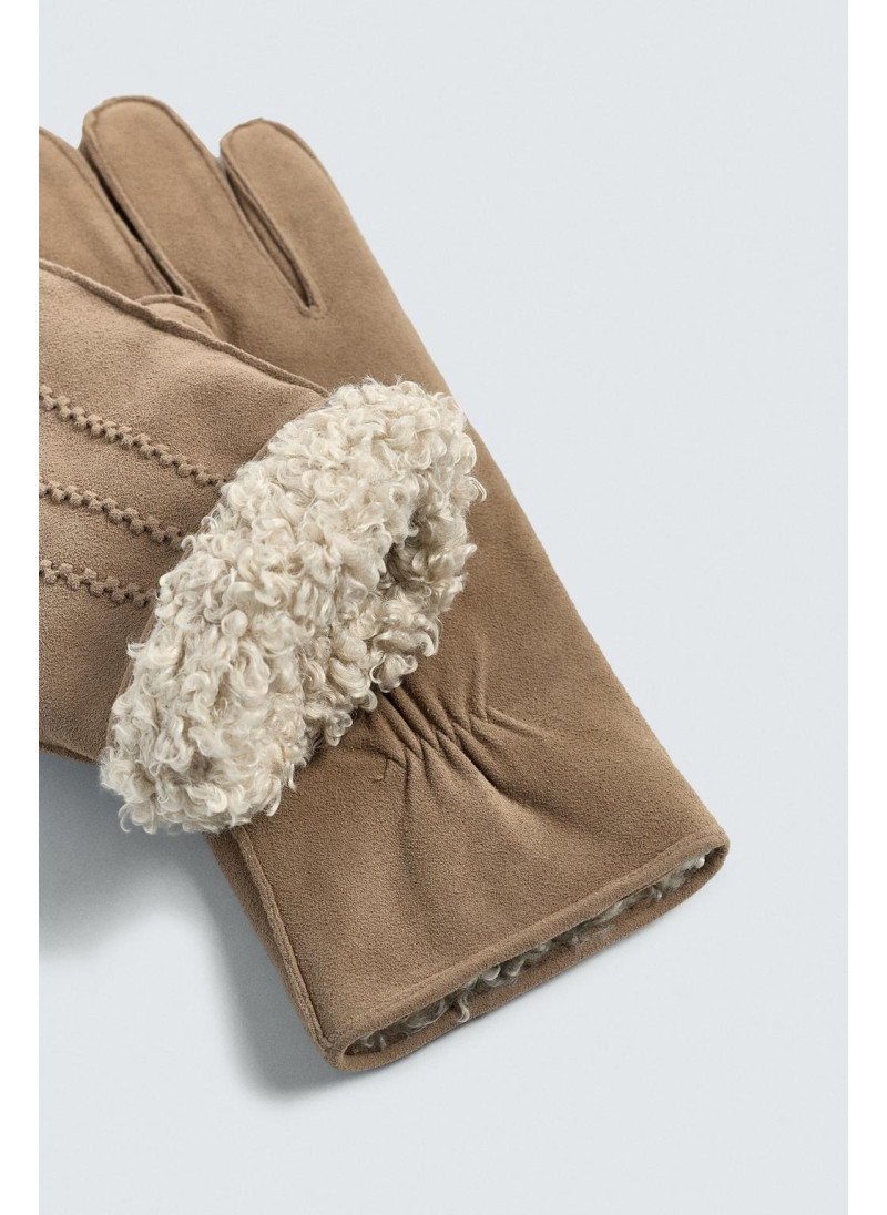 Кожаные перчатки с контрастным отделкой Кожаные перчатки с контрастным отделкой