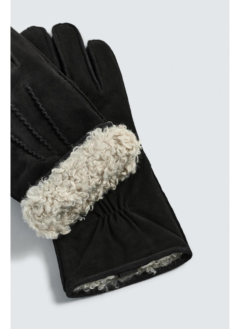 Кожаные перчатки с контрастным отделкой Кожаные перчатки с контрастным отделкой