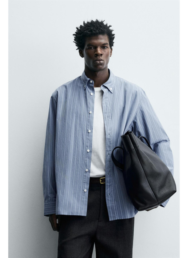 Рубашка в полоску из текстурированного хлопка Рубашка в полоску из текстурированного хлопка