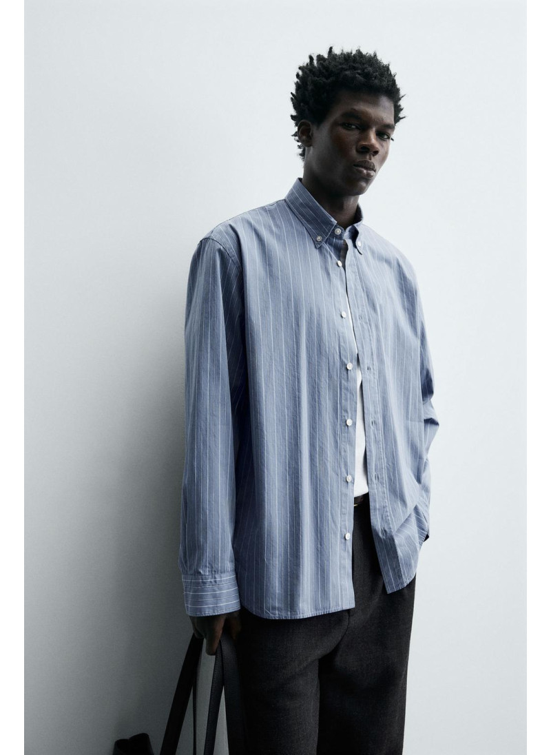 Рубашка в полоску из текстурированного хлопка Рубашка в полоску из текстурированного хлопка