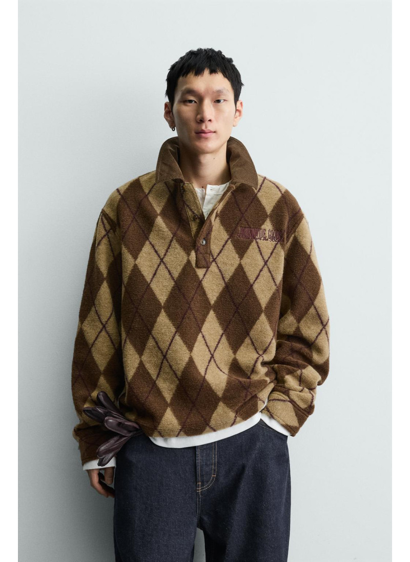 Поло с рельефным узором diamond jacquard Поло с рельефным узором diamond jacquard