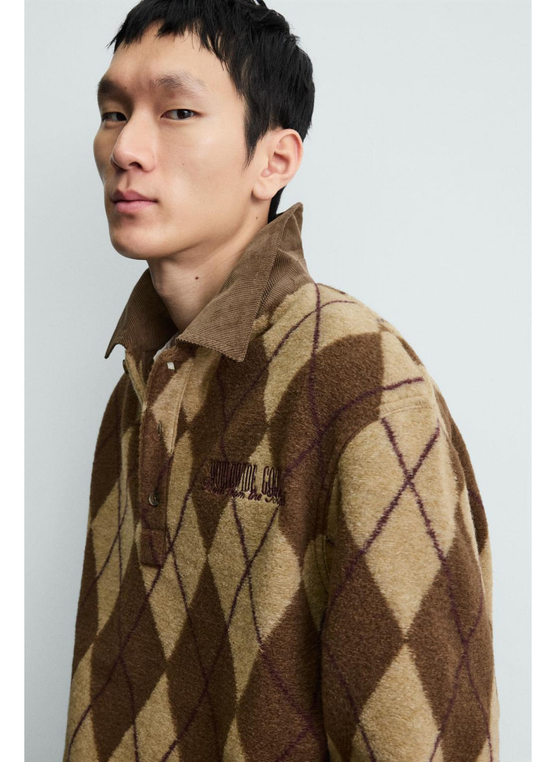 Поло с рельефным узором diamond jacquard Поло с рельефным узором diamond jacquard