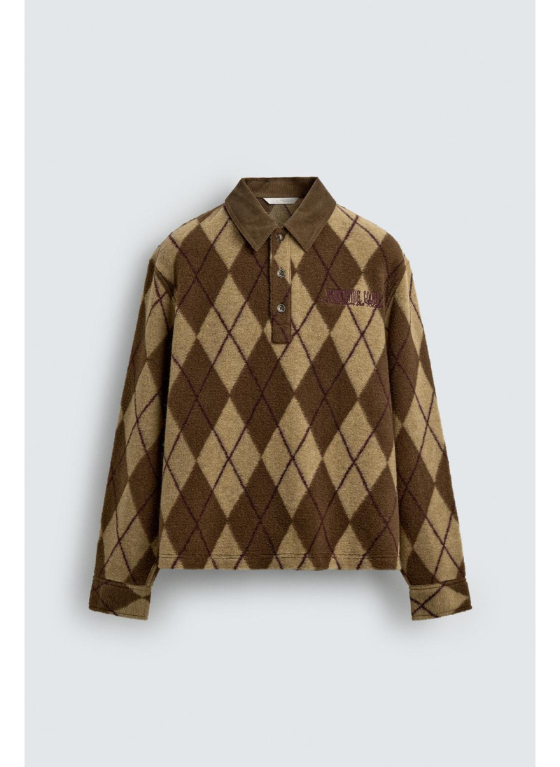 Поло с рельефным узором diamond jacquard Поло с рельефным узором diamond jacquard