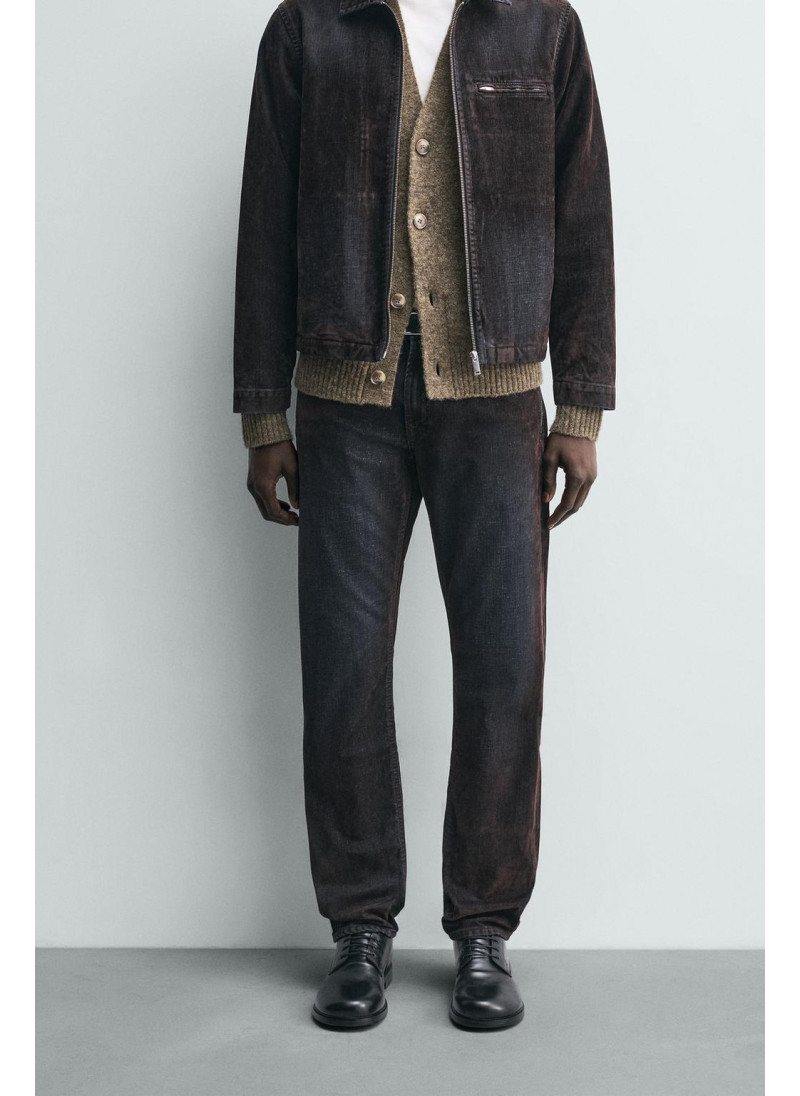 Джинсы со взлетно-посадочным покроем из флокированного бархата Джинсы со взлетно-посадочным покроем из флокированного бархата