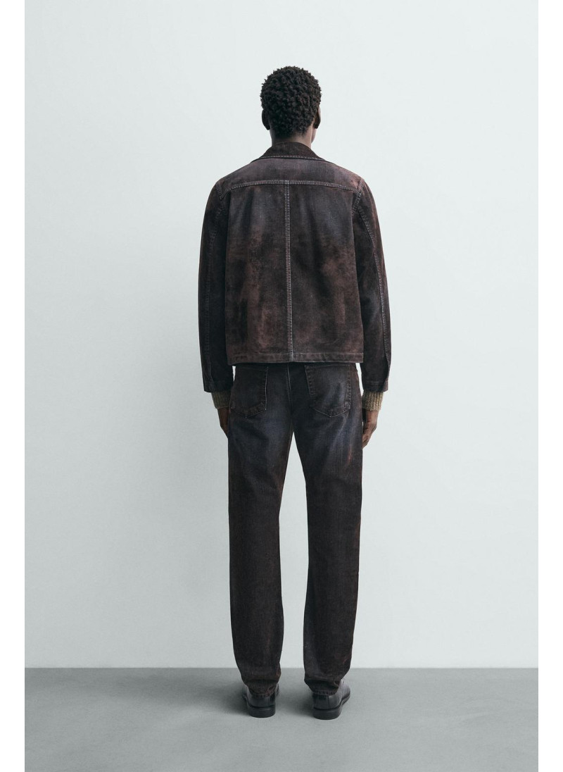 Джинсы со взлетно-посадочным покроем из флокированного бархата Джинсы со взлетно-посадочным покроем из флокированного бархата