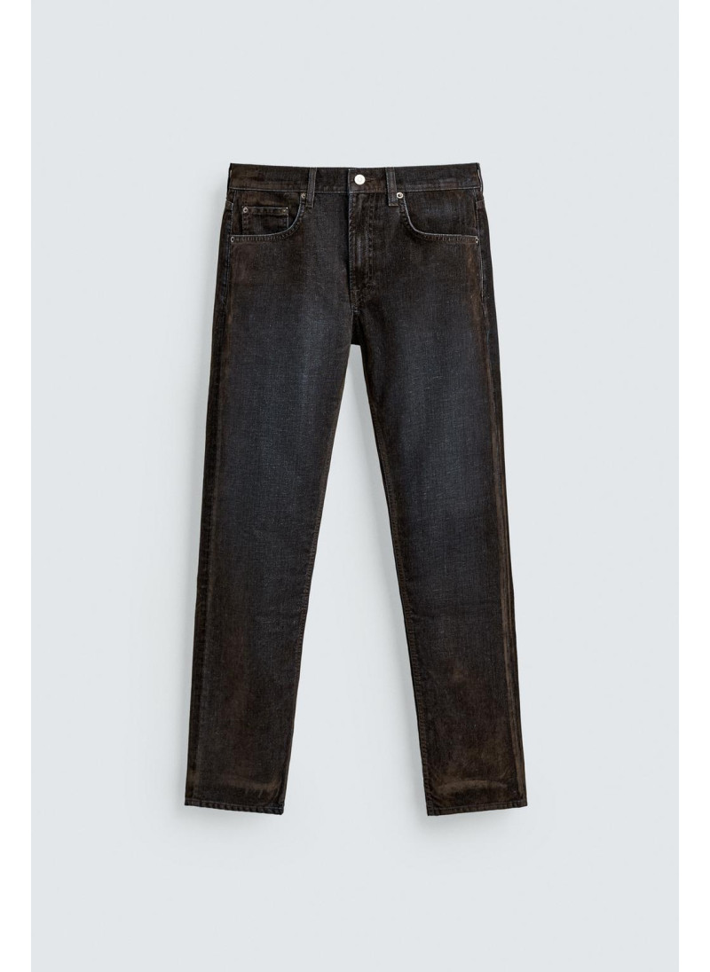 Джинсы со взлетно-посадочным покроем из флокированного бархата Джинсы со взлетно-посадочным покроем из флокированного бархата