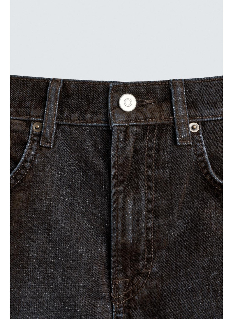 Джинсы со взлетно-посадочным покроем из флокированного бархата Джинсы со взлетно-посадочным покроем из флокированного бархата