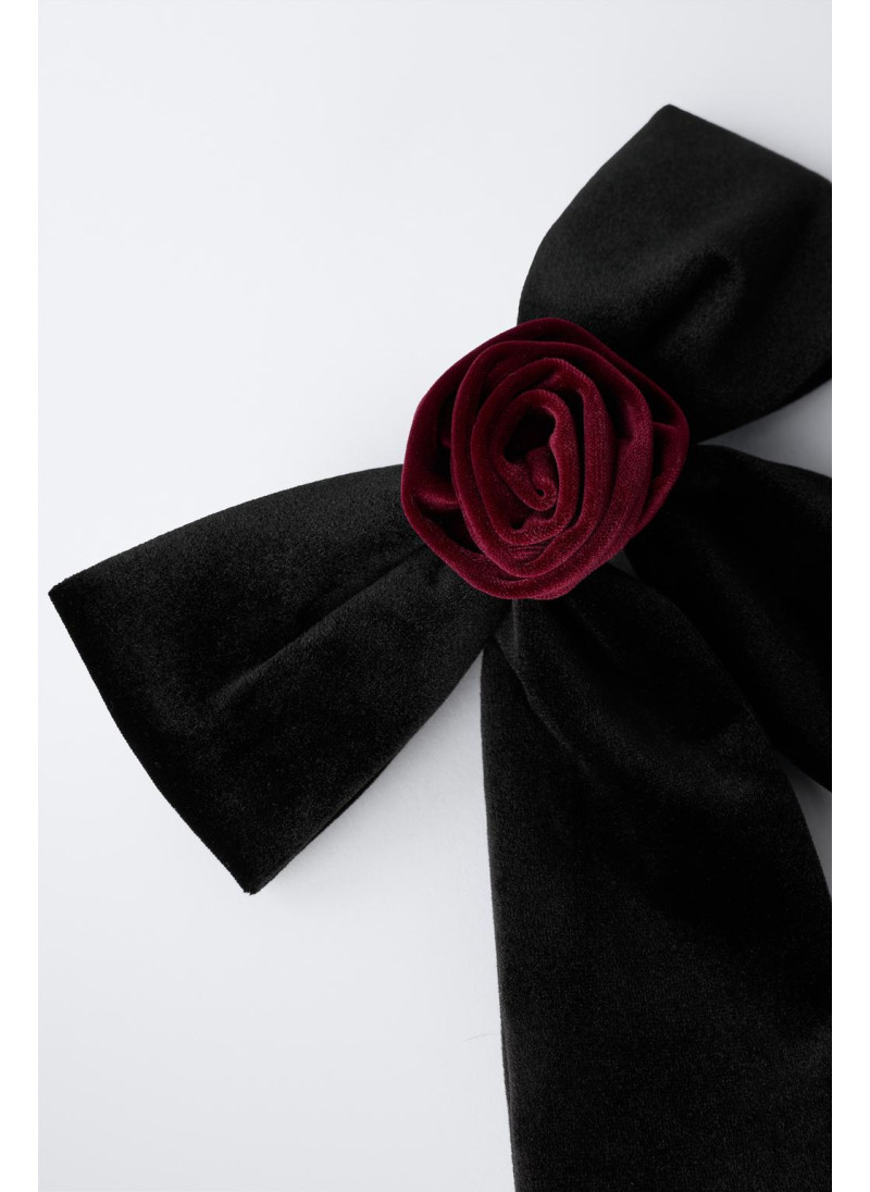 БАРХАТНЫЙ БАНТ ДЛЯ ВОЛОС С ЦВЕТКОМ БАРХАТНЫЙ БАНТ ДЛЯ ВОЛОС С ЦВЕТКОМ