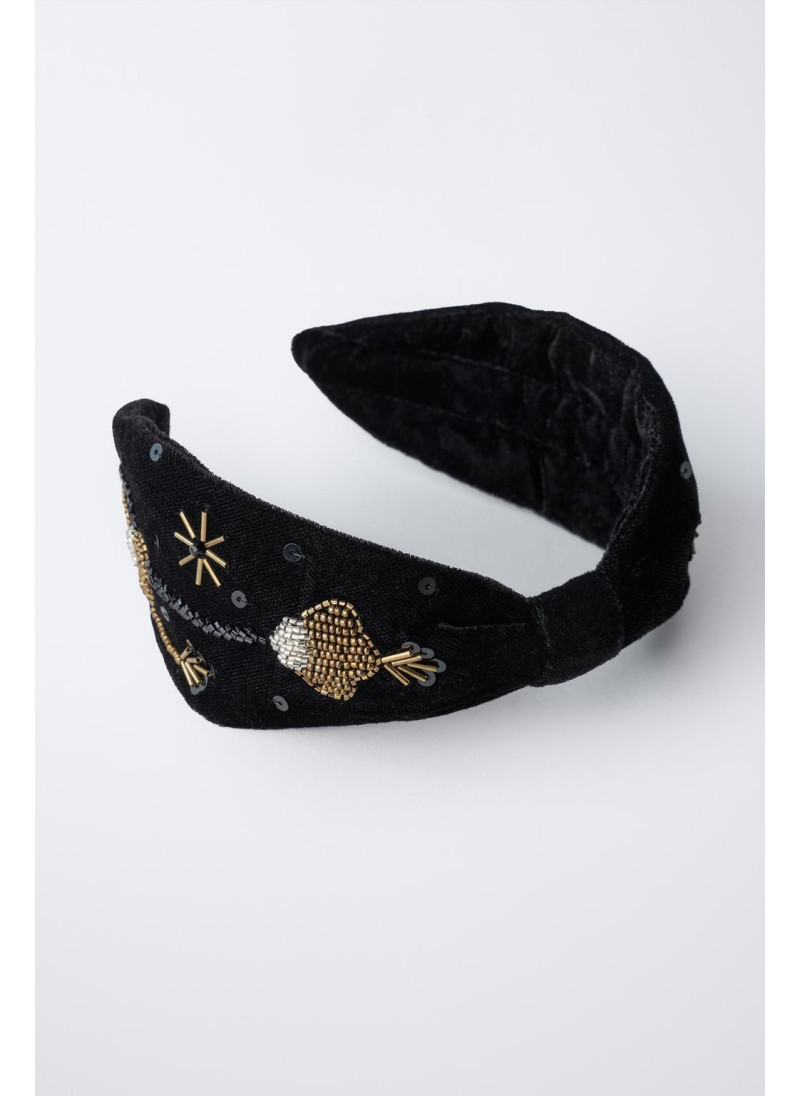 Ободок с бисером из бархата Ободок с бисером из бархата