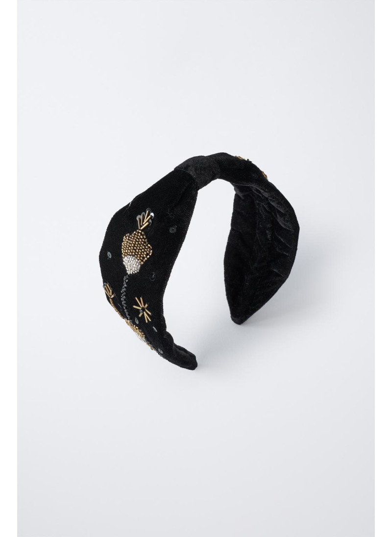 Ободок с бисером из бархата Ободок с бисером из бархата