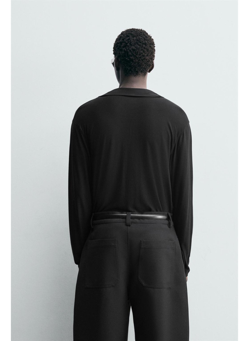 Поло из полупрозрачного ленселла с воротником Поло из полупрозрачного ленселла с воротником