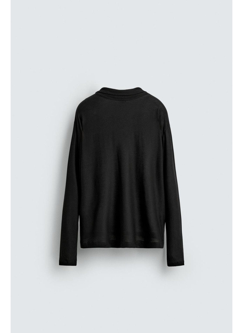 Поло из полупрозрачного ленселла с воротником Поло из полупрозрачного ленселла с воротником