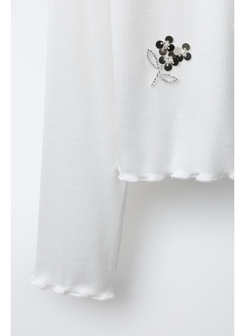 Футболка с пайетками и ребристой фактурой Футболка с пайетками и ребристой фактурой