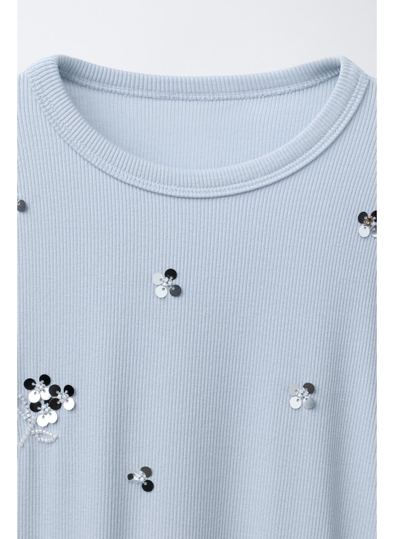 Футболка с пайетками и ребристой фактурой Футболка с пайетками и ребристой фактурой