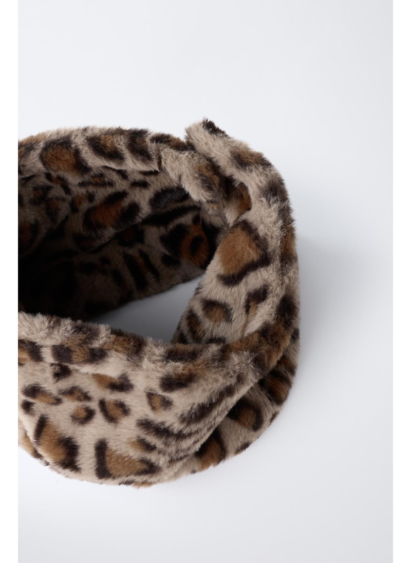 ВОРОТНИК ИЗ ИСКУССТВЕННОГО МЕХА С АНИМАЛИСТИЧЕСКИМ ПРИНТОМ ВОРОТНИК ИЗ ИСКУССТВЕННОГО МЕХА С АНИМАЛИСТИЧЕСКИМ ПРИНТОМ