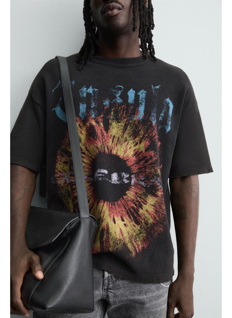 Вязаная футболка с контрастной печатью Вязаная футболка с контрастной печатью