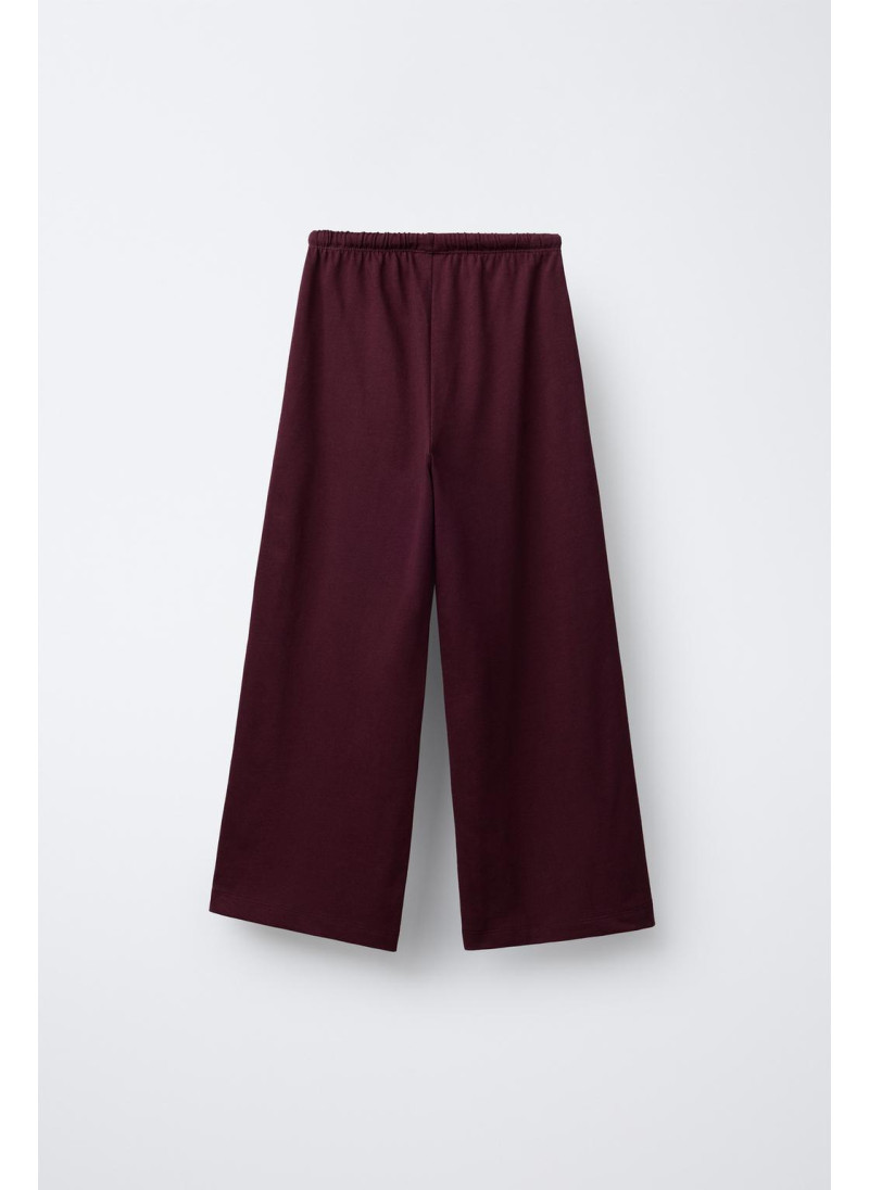 ШИРОКИЕ БРЮКИ ИЗ ПЛОТНОЙ ТКАНИ С ВЫШИВКОЙ ШИРОКИЕ БРЮКИ ИЗ ПЛОТНОЙ ТКАНИ С ВЫШИВКОЙ