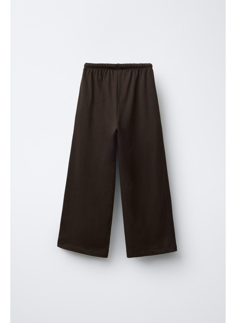 ШИРОКИЕ БРЮКИ ИЗ ПЛОТНОЙ ТКАНИ С ВЫШИВКОЙ ШИРОКИЕ БРЮКИ ИЗ ПЛОТНОЙ ТКАНИ С ВЫШИВКОЙ